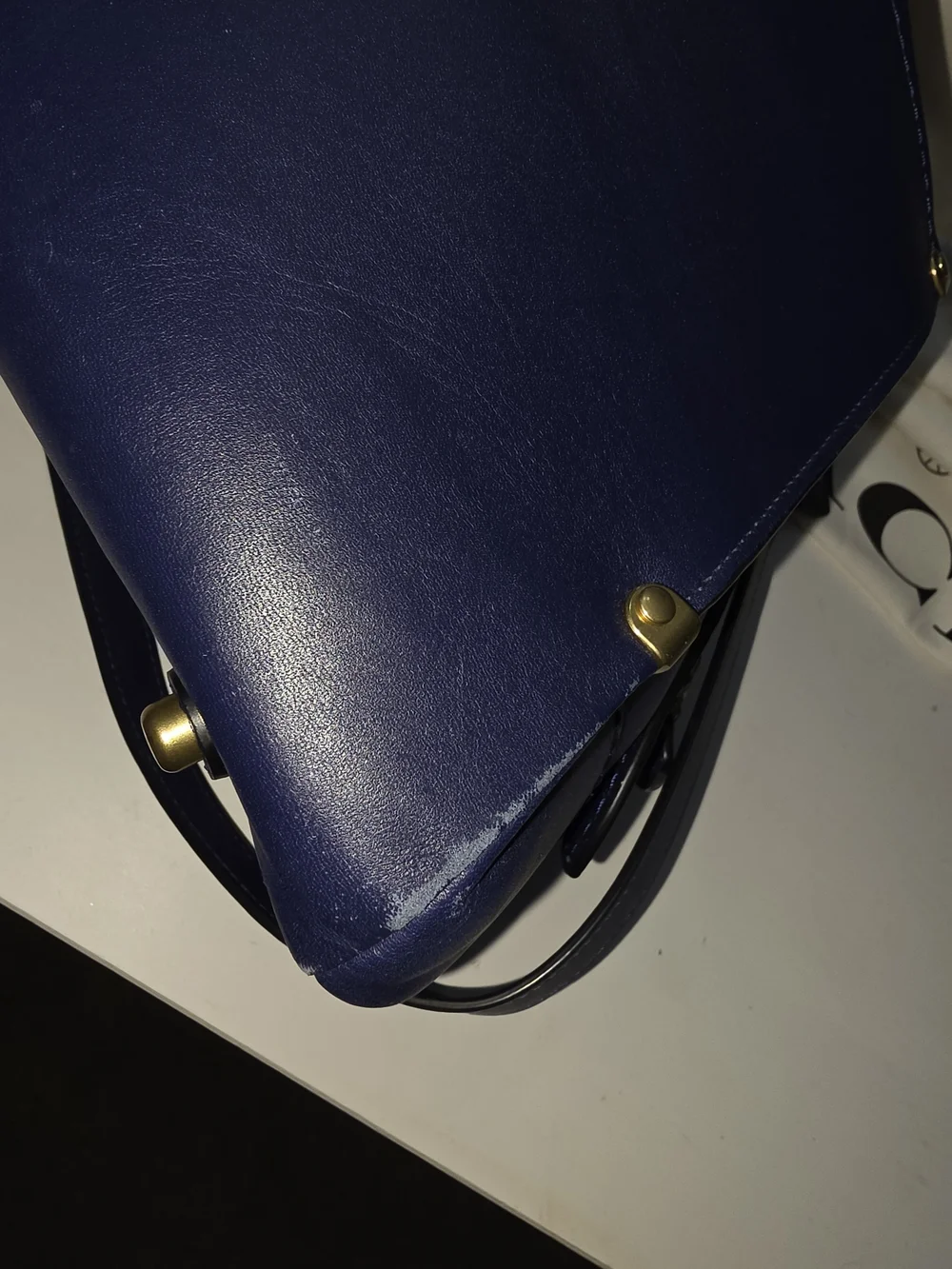 Coach Leather Classic Navy Structured Top-Handle Satchel